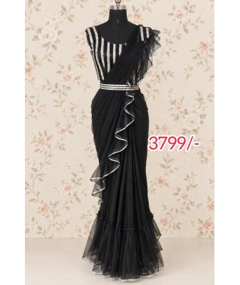 Ready-to-Wear Party Wear Saree-net black
