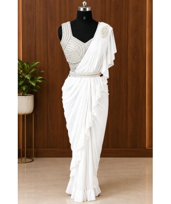 Ready-to-Wear Party Wear Saree-milky white