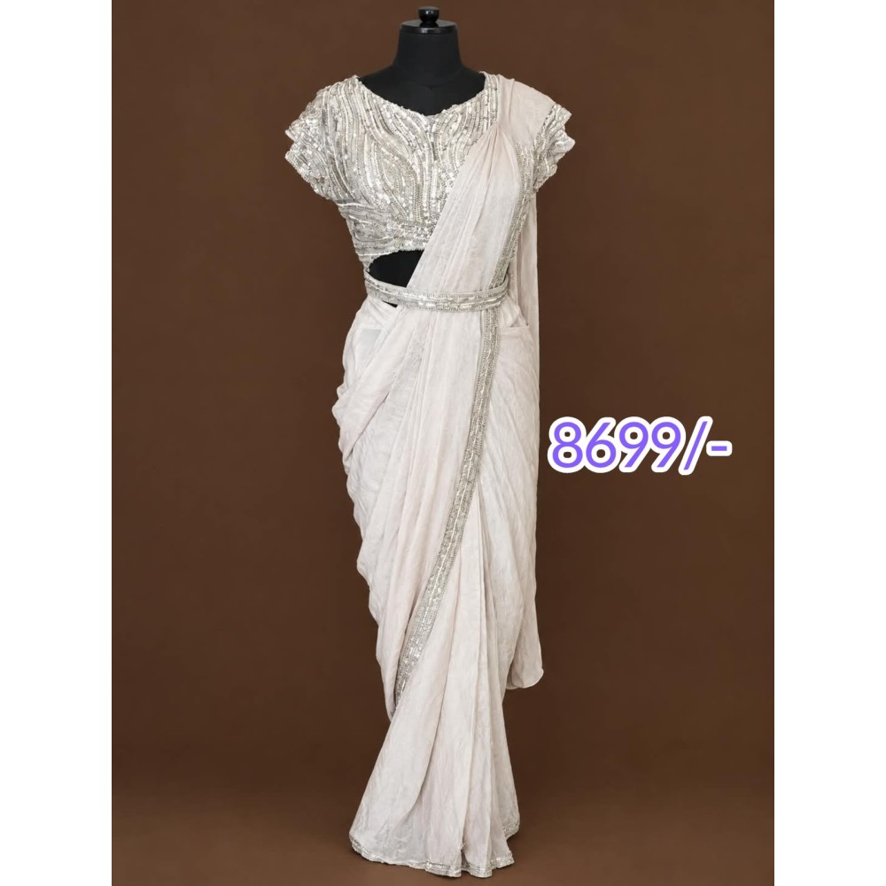 Ready-to-Wear Party Wear Saree-white