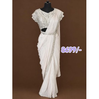 Ready-to-Wear Party Wear Saree-white
