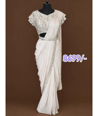 Ready-to-Wear Party Wear Saree-white