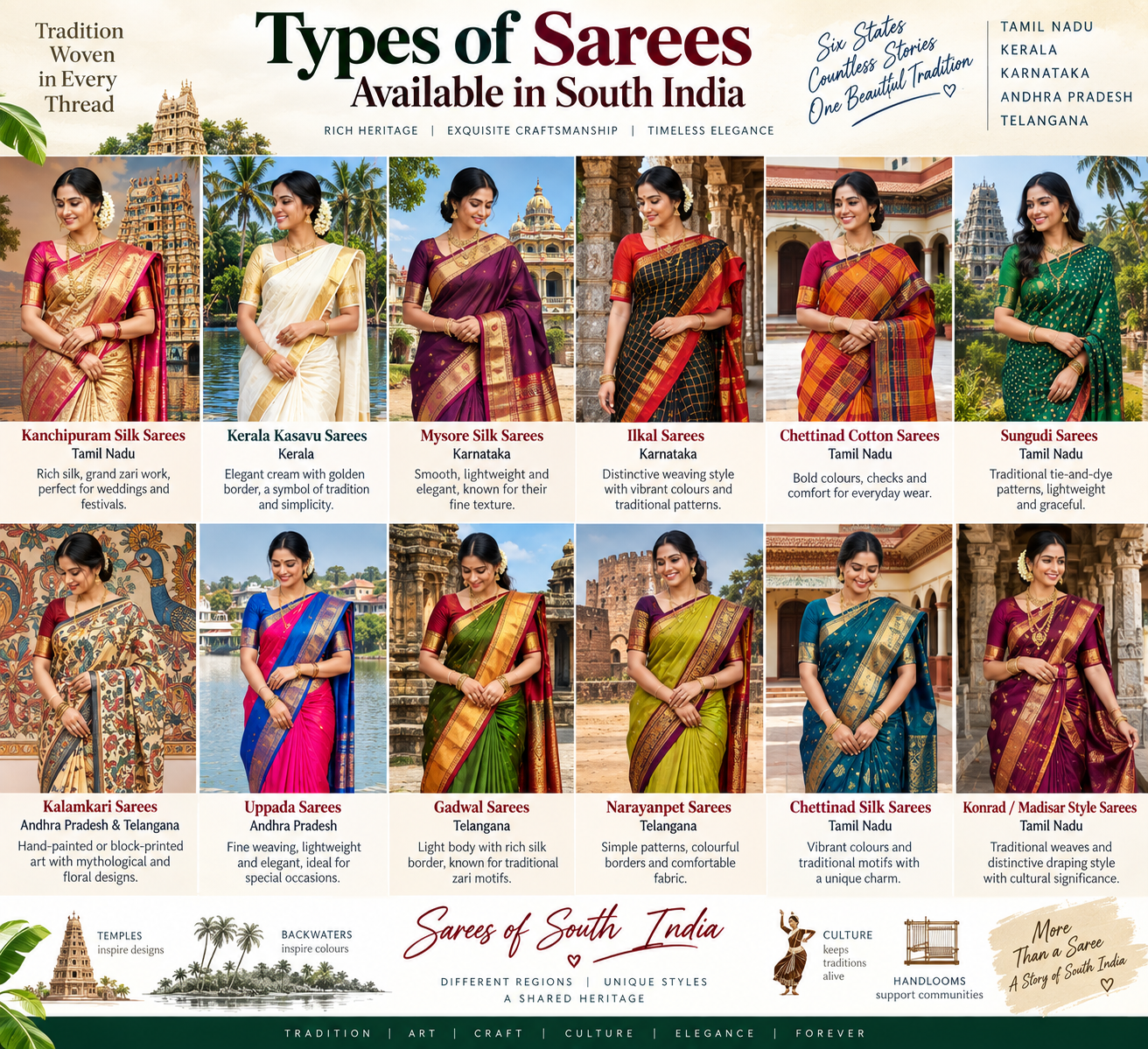 Types of Sarees Available in South India: A Celebration of Tradition, Craft and Elegance